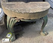 An early Victorian cast iron lion paw foot Console Table, with Yorkshire Stone top, 22in high x 29in