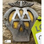 A vintage AA (Automobile Association) Membership Badge, membership number 2E95624, 5in high x 4in