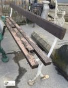 A Garden Bench, with cast iron Gothic style ends, 29in high x 87in long