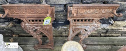 A pair of original Victorian cast iron Bracket Ends, circa 1880, attributed to Coalbrookdale