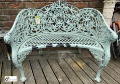 A cast alloy 2-seater Bench, with Lily of the Valley pattern, in the style of Coalbrookdale, 34in