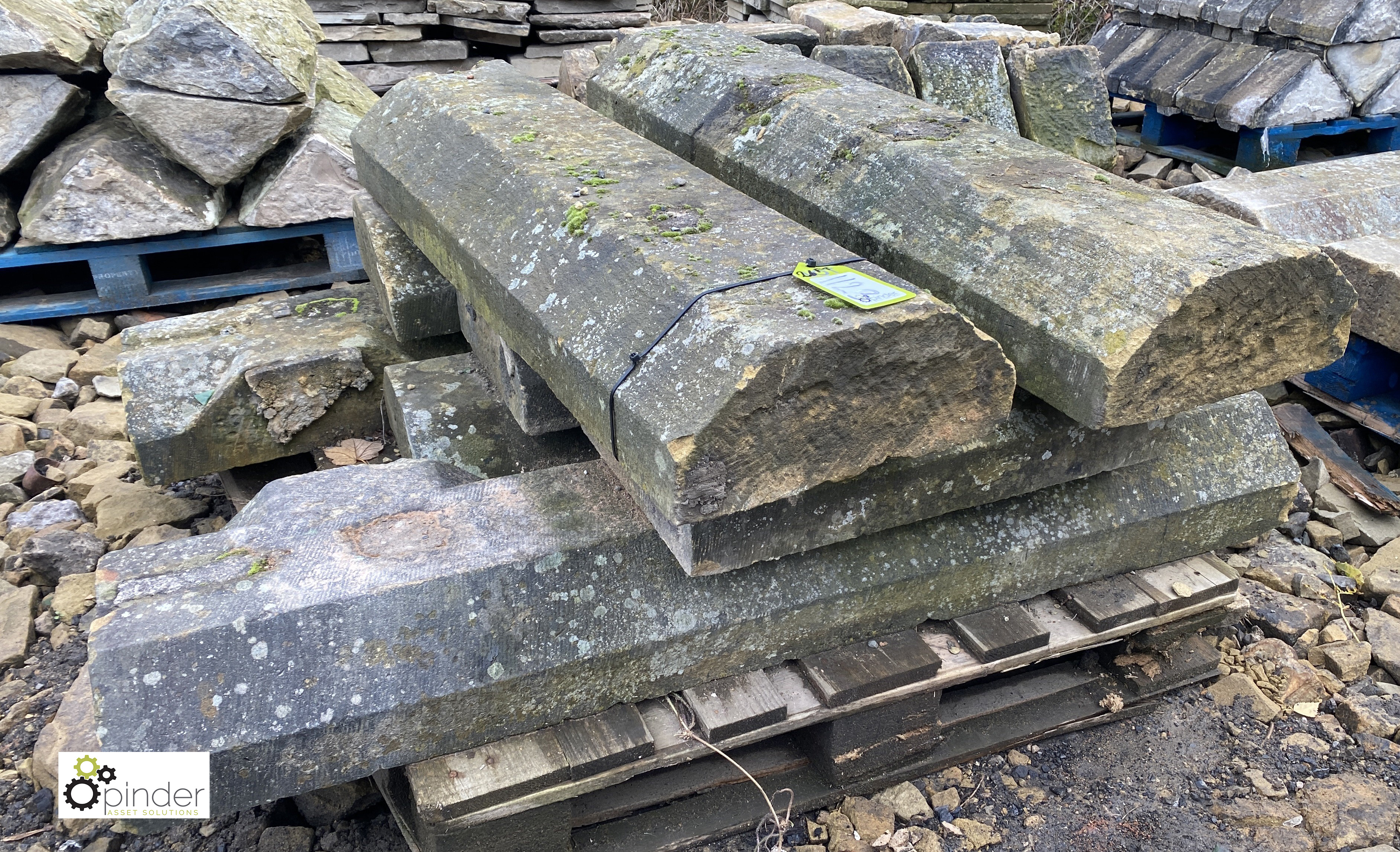 A pallet half hexagonal Victorian Yorkshire Stone Coping, 14in wide, approx. 26 linear feet (Located - Image 2 of 5