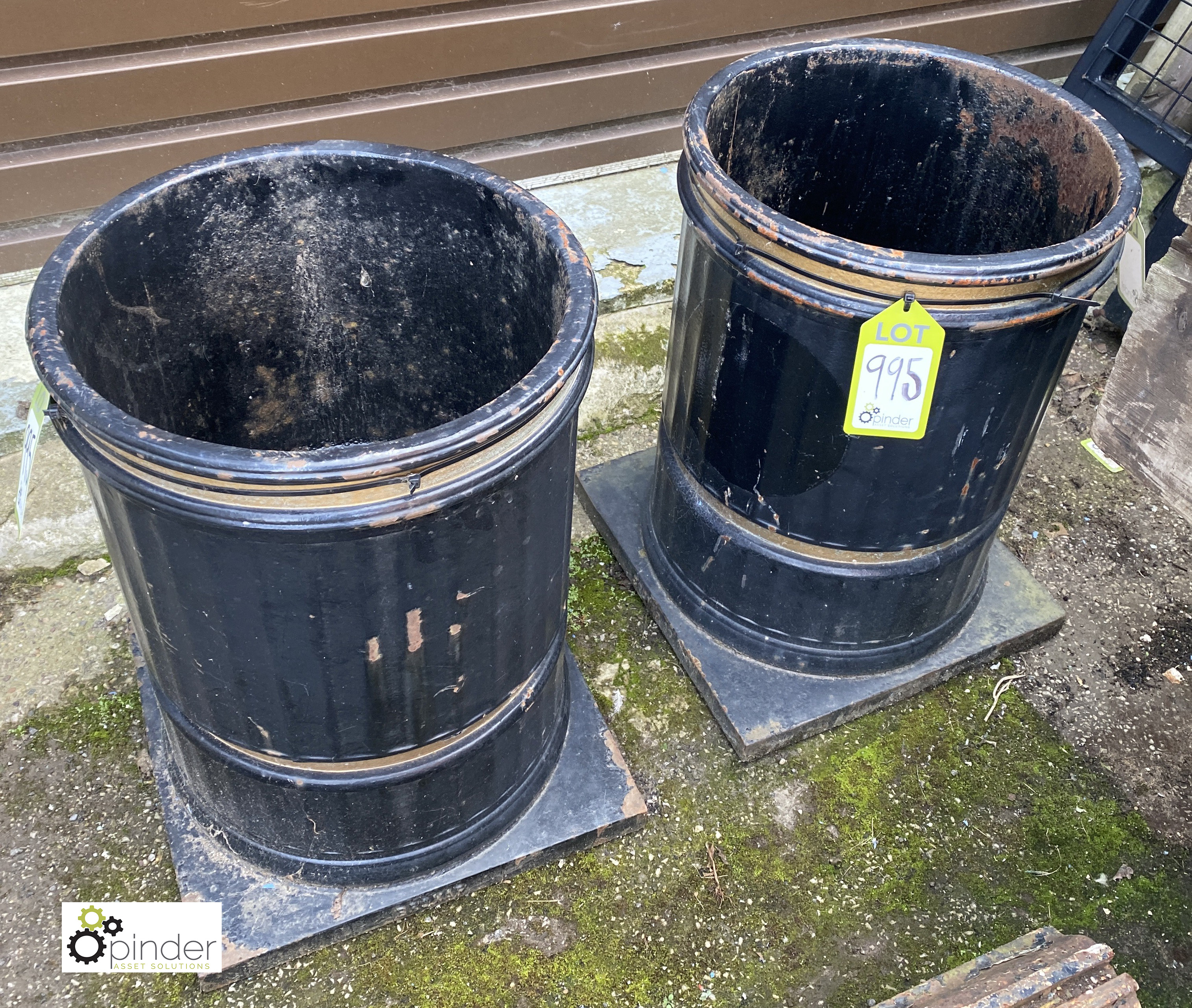A pair cast iron vintage Waste Bins, makers mark ‘Broxap’, circa mid to late 1900s, 23in high x 18in - Image 2 of 5