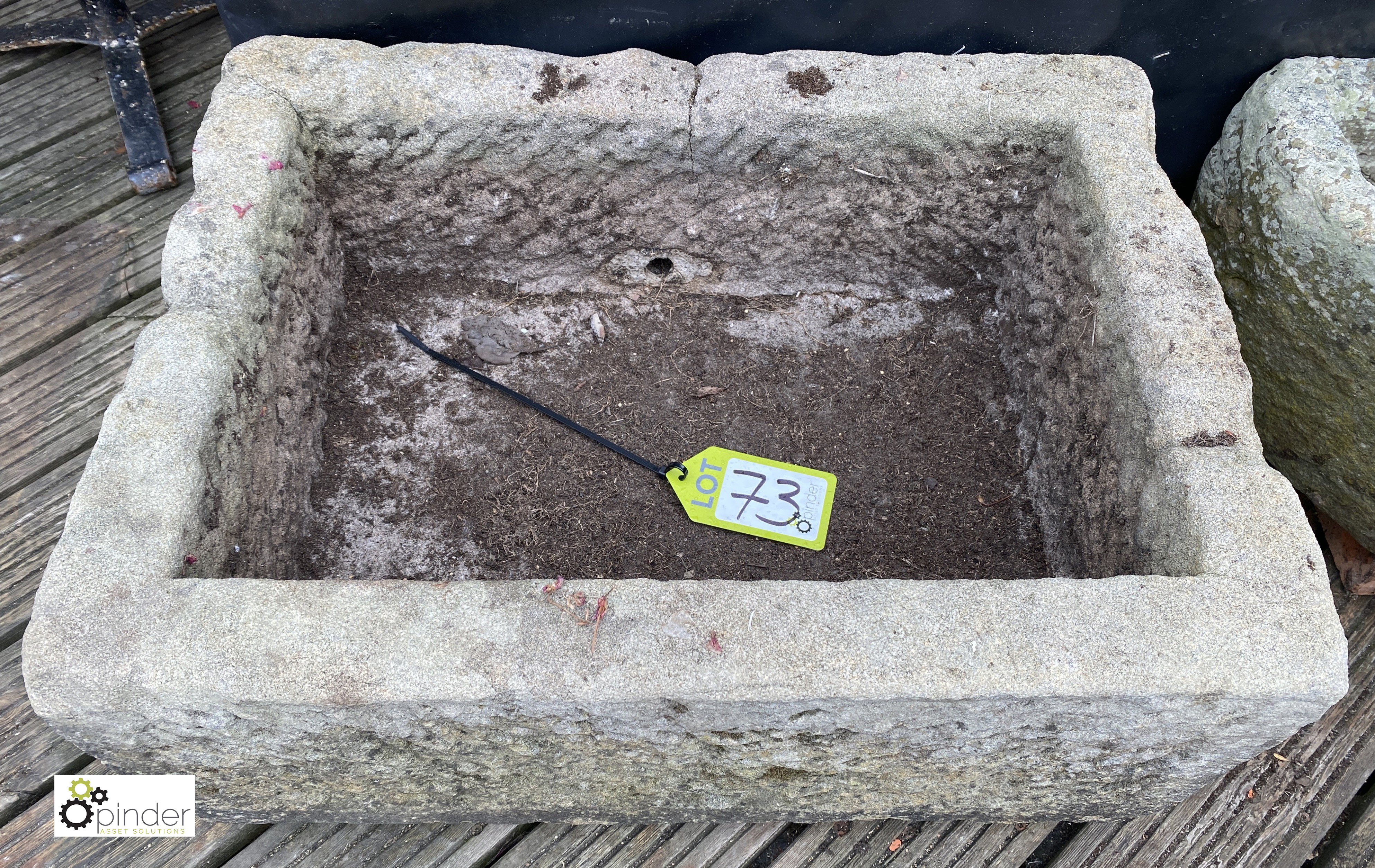 An original hand carved Yorkshire Gritstone Trough, circa 1800, 12in high x 19in wide x 25in deep - Image 2 of 4