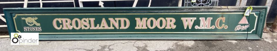 A vintage Sign ‘Crosland Moor Working Men’s Club’, stone beers and bass beers emblem, 16in high x