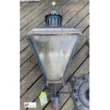 A Gothic style copper and brass Lantern, with spider bracket to fit cast iron lamp posts, 41in