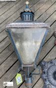 A Gothic style copper and brass Lantern, with spider bracket to fit cast iron lamp posts, 41in