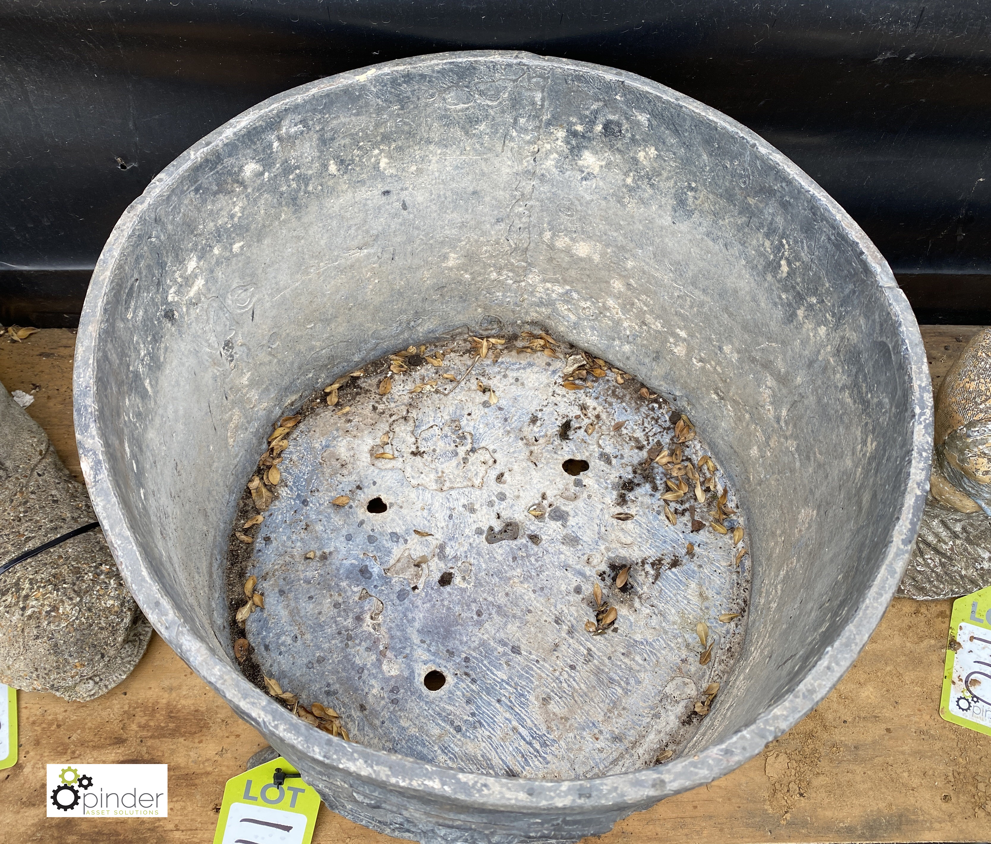 An Edwardian style round lead Planter, with lion’s paw bracket feet, 14in high x 16in diameter - Image 2 of 5