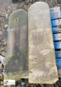 A pair Victorian Yorkshire Stone bullnosed hoop top Cottage Gate Posts, 4in high x 15in wide x