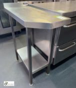 Moffat stainless steel Side Table, 360mm x 800mm x 885mm, with rear lip and undershelf