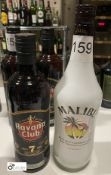 Bottle Havana Club Cuban Rum, 70% and Bottle Malibu, 1litre