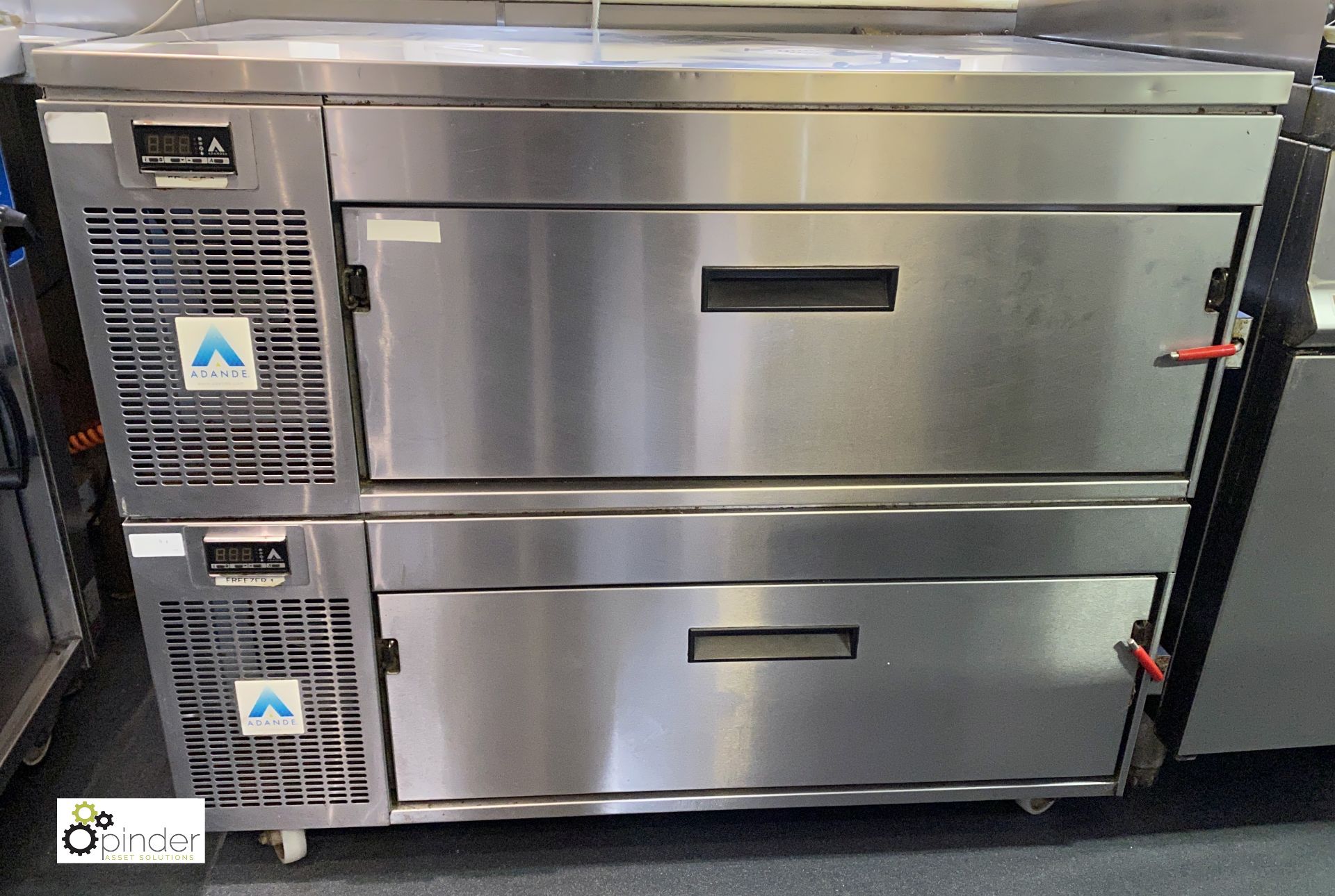 Adande mobile stainless steel 2-drawer Freezer, 1100mm x 710mm x 900mm, 240volts - Image 2 of 6