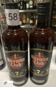 2 Bottles Havana Club Cuban Rum, 70%