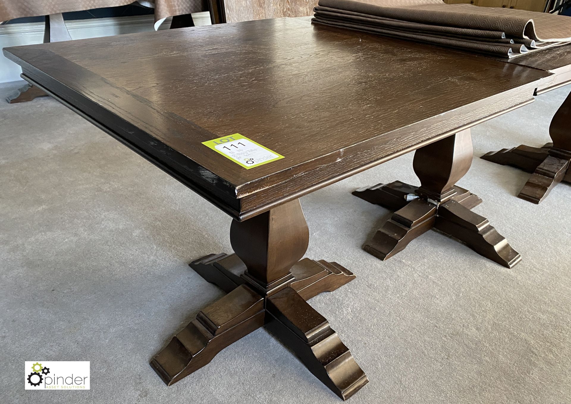 2 oak effect single support Dining Tables, 900mm x 900mm x 760mm - Image 2 of 4