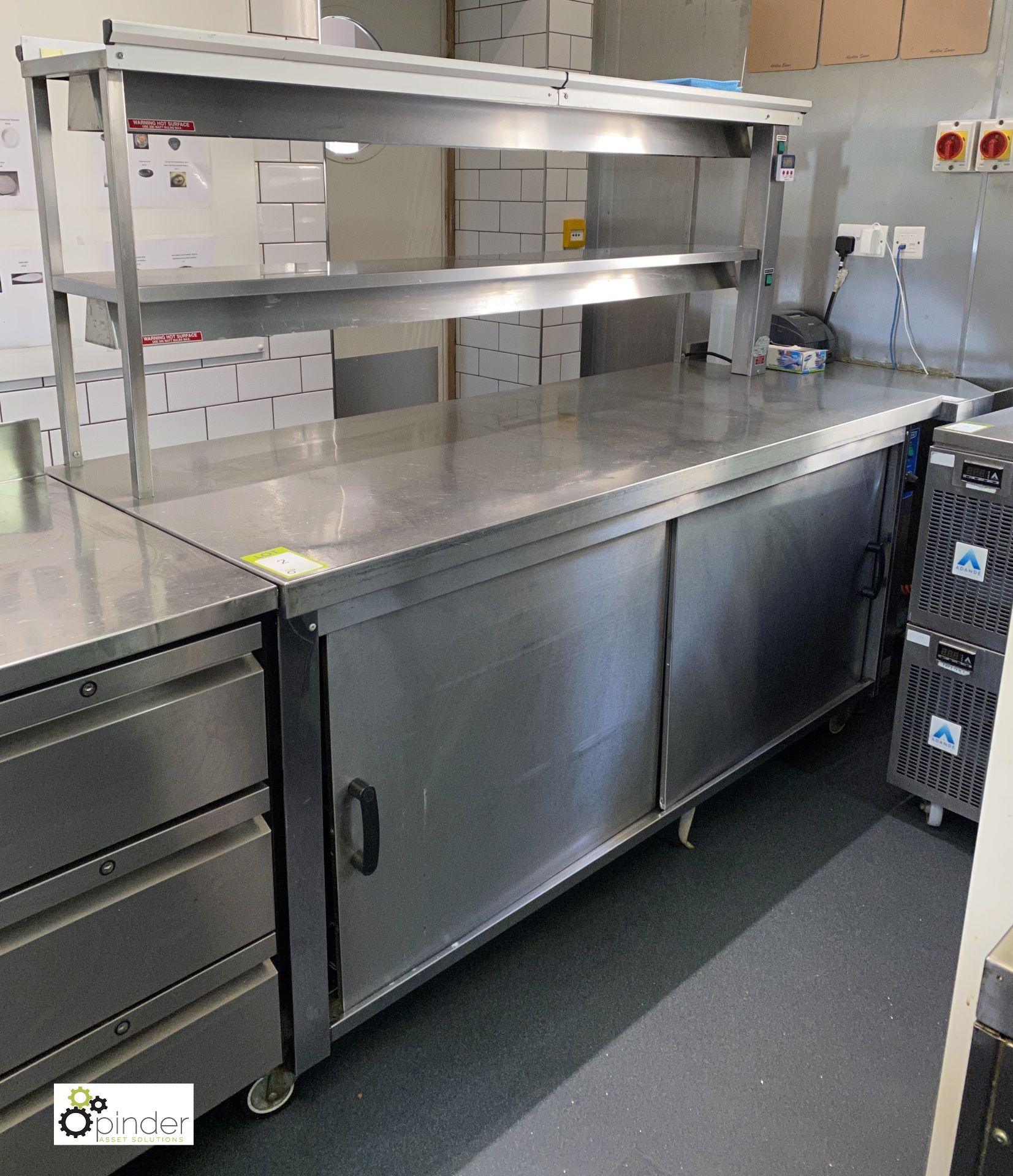 Moffat mobile stainless steel Heated Servery Cabinet, 240volts, 1870mm x 750mm x 900mm, with twin
