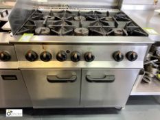 Lincat mobile stainless steel 6-ring gas Range, 900mm x 800mm x 900mm