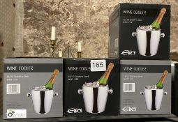4 Elia stainless steel Wine Coolers, boxed and unused