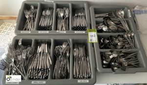 Large quantity Cutlery to 3 trays, including knives, forks, spoons, etc