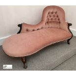 Upholstered Chaise Longue, pink, with carved legs and feet