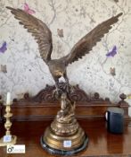 Bronze Statue of Eagle on marble base, 900mm tall