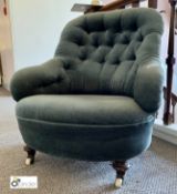 Upholstered button back Occasional Chair, on castors, sage