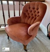 Upholstered button back Occasional Chair, on castors, pink