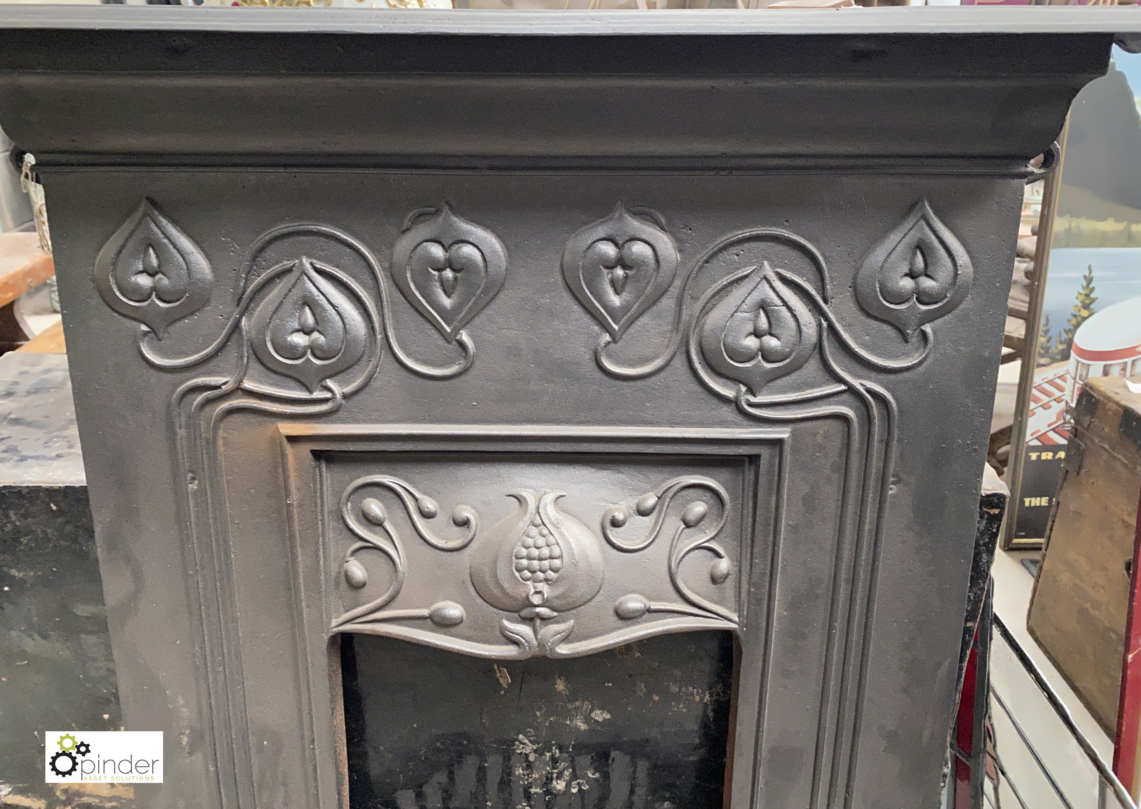 A restored cast iron Art Nouveau Bedroom Fireplace, 930mm high x 750mm wide - Image 3 of 6