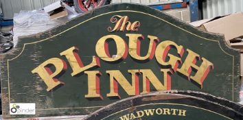 A painted Pub Sign ‘The Plough Inn’, 830mm high x 1830mm wide