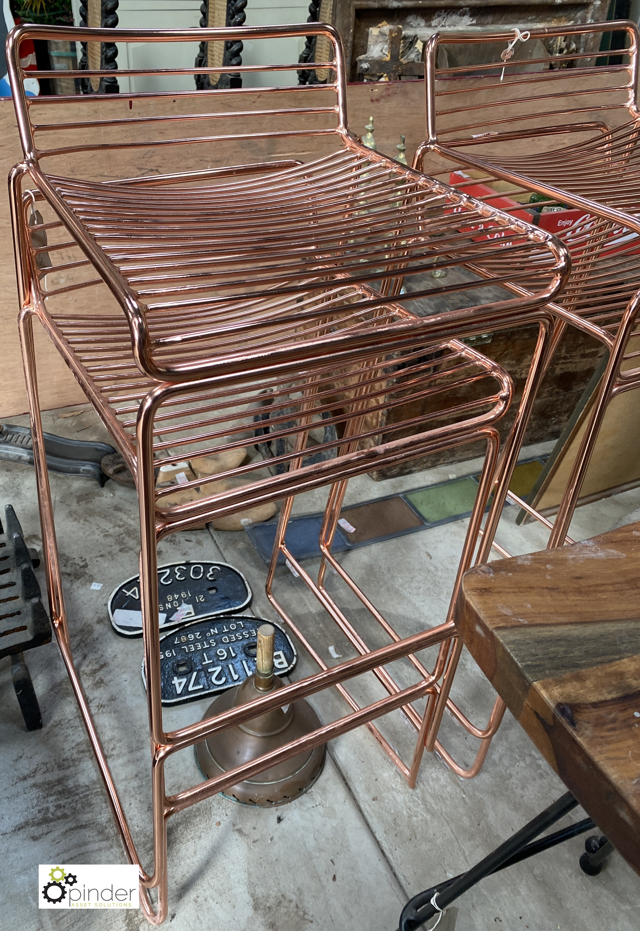 4 copper coloured wire metal Bar Stools, 860mm high, seat height 780mm, seat 400mm wide - Image 2 of 4