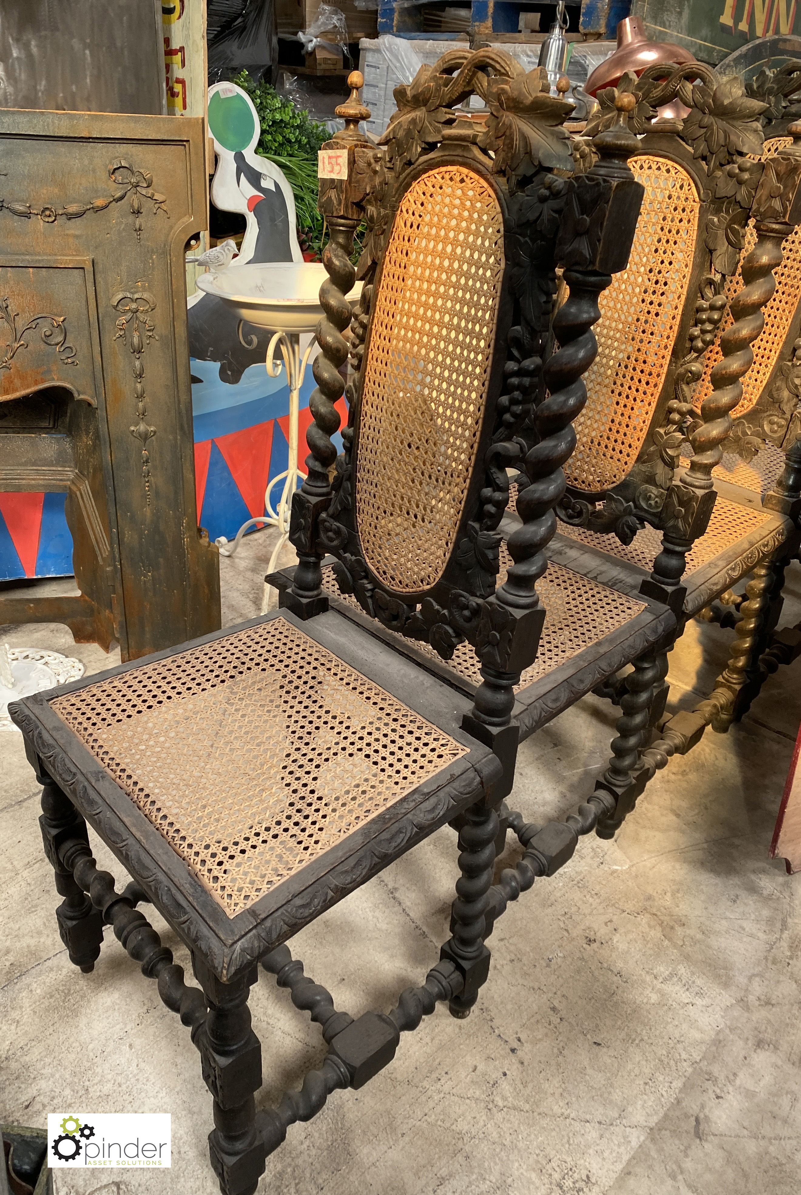 Set of 5 antique oak barley twist carved Dining Chairs, circa 1880s, 1130mm high x 450mm wide x - Image 3 of 8