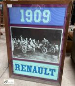 A Renault 1909 Advertising Poster, 630mm high x 460mm x 30mm deep