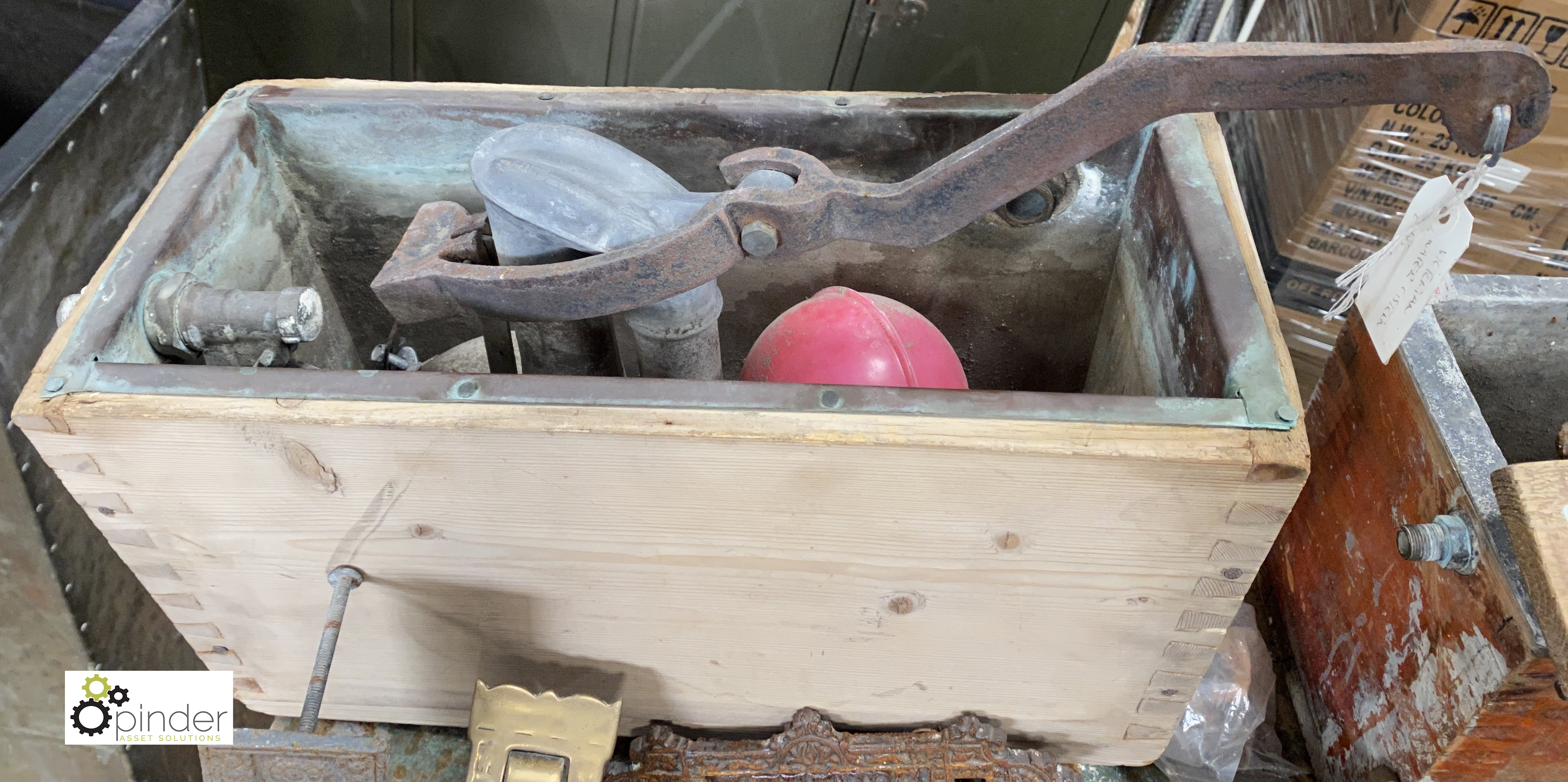 A wooden copper lined high level Toilet Cistern, 240mm x 410mm x 210mm - Image 2 of 5