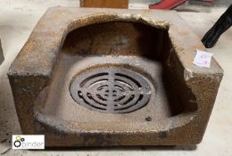 A period salt glazed Gully Catch Pot, for down pipe, 170mm deep x 300mm x 300mm