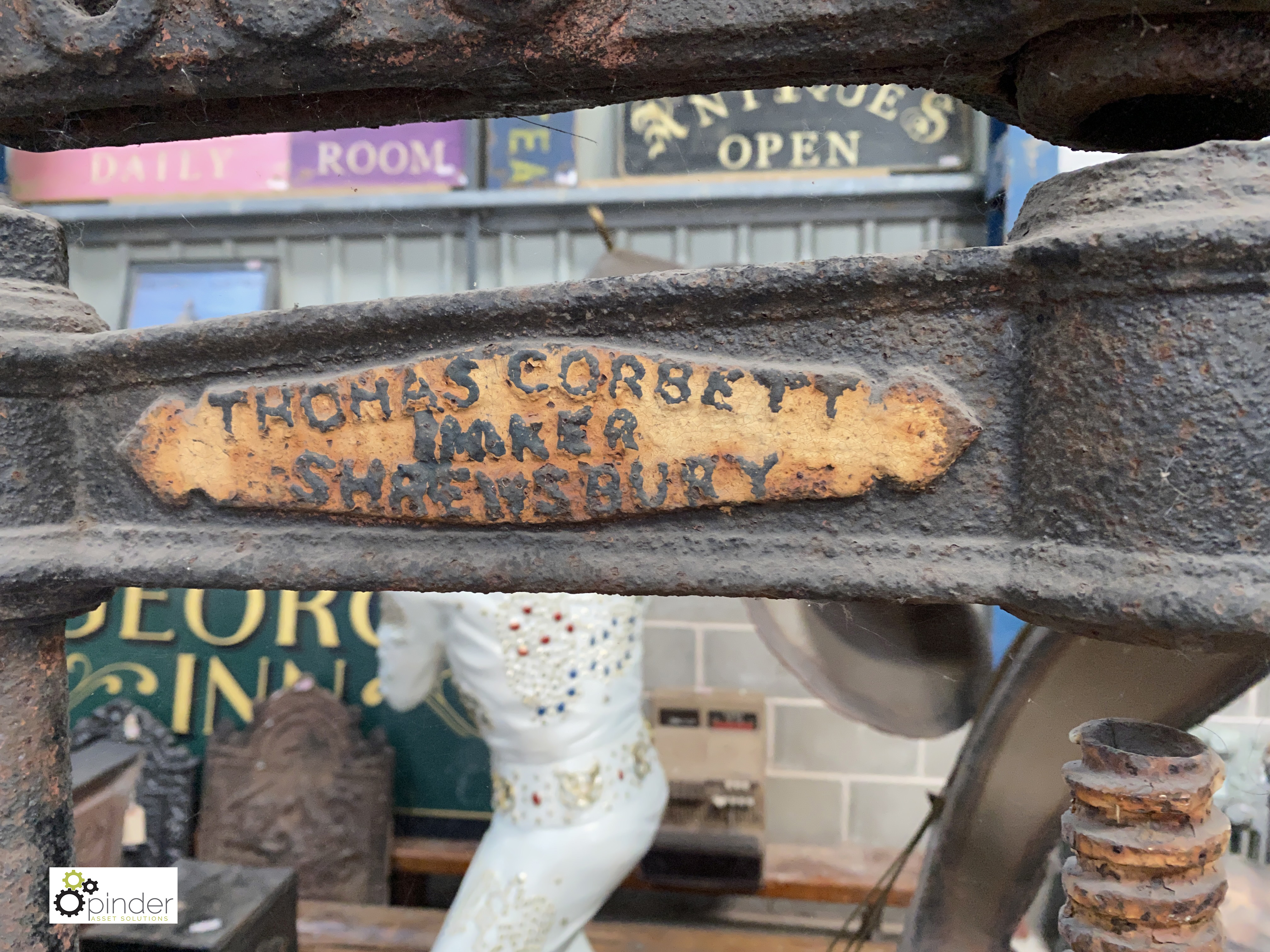 A cast iron Victorian Cheese Press, with cast plaque, 1850mm high x 770mm wide x 770mm deep (damaged - Image 4 of 7