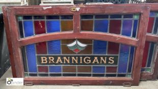 A pair Brannigans Pub coloured Glass Windows
