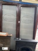 A pair hardwood Ballroom Doors, with etched glass ‘ballroom’, 2100mm high x 690mm wide x 50mm thick