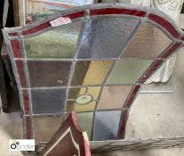 A Victorian coloured glass and lead Church Window, with arch top, 900mm high x 540mm wide