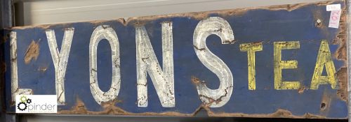 A vintage painted Sign ‘Lyons Tea’, 300mm high x 1230mm long