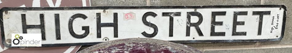 A reclaimed Road Sign, ‘High Street’, 150mm high x 1080mm long