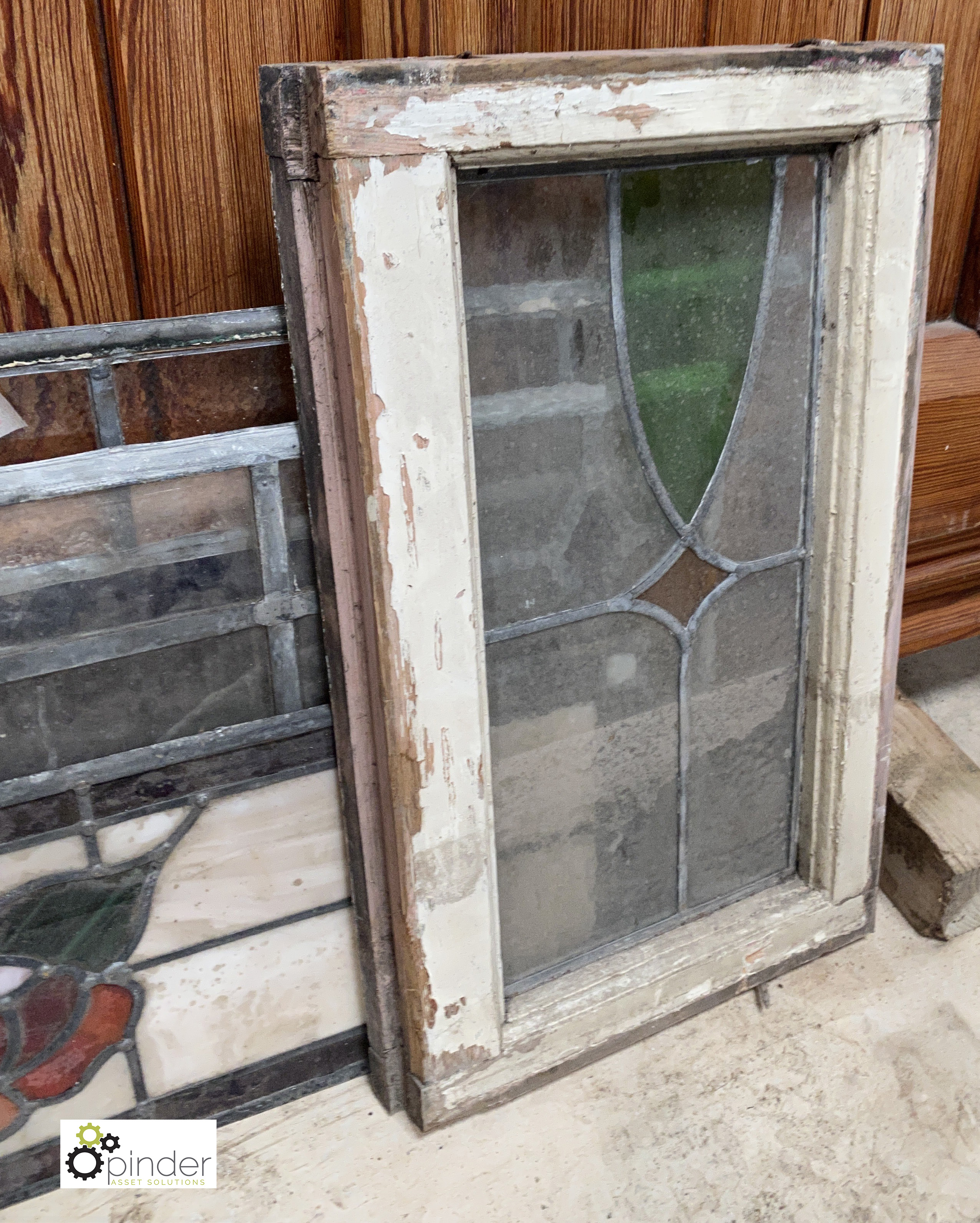 A selection reclaimed coloured glass lead Windows - Image 5 of 6