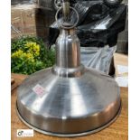 A polished stainless Industrial Light Fitting, 280mm high x 330mm diameter