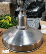 A polished stainless Industrial Light Fitting, 280mm high x 330mm diameter