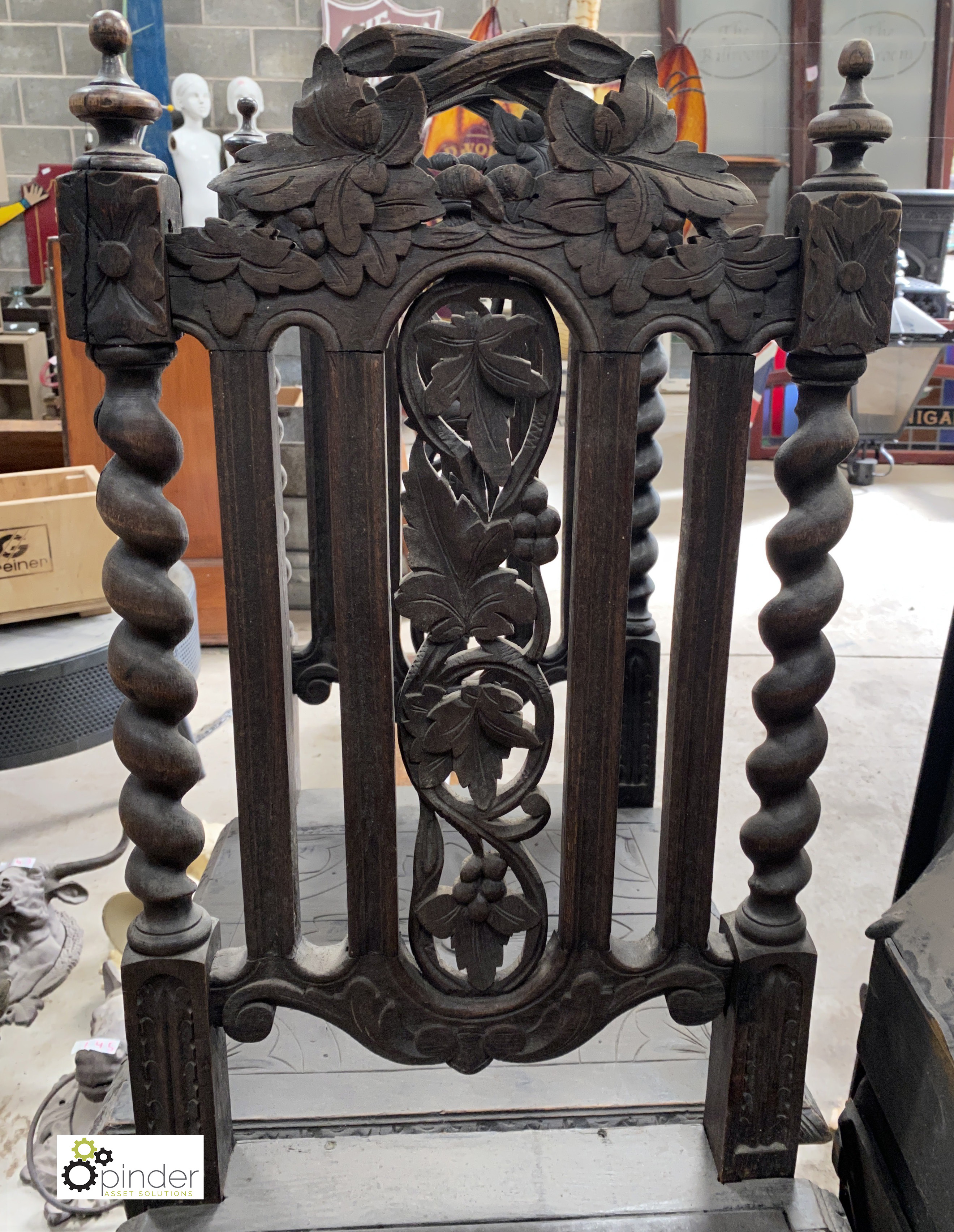 A pair oak barley twist Dining Chairs, circa 1890s, 1070mm high x 470mm x 470mm - Image 3 of 8