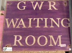 A vintage painted Sign ‘GWR Waiting Room’, on timber, 550mm x 550mm
