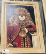 A Painting of a Lion in a regal dress on reclaimed timber, 1100mm high x 740mm wide