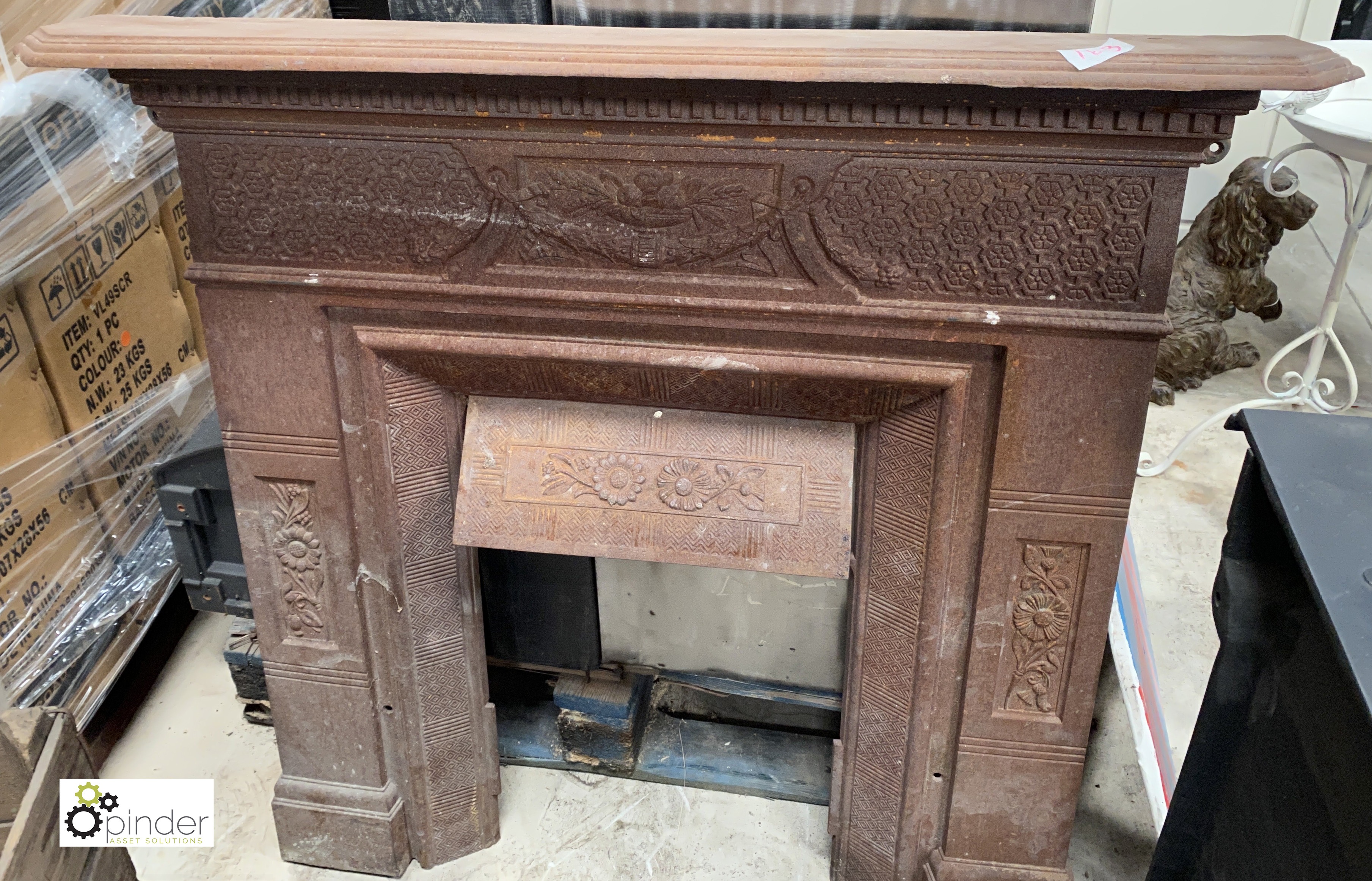 A cast iron late Victorian combination Fireplace, with shelf, 1050mm high x 1040mm wide, opening - Image 2 of 4