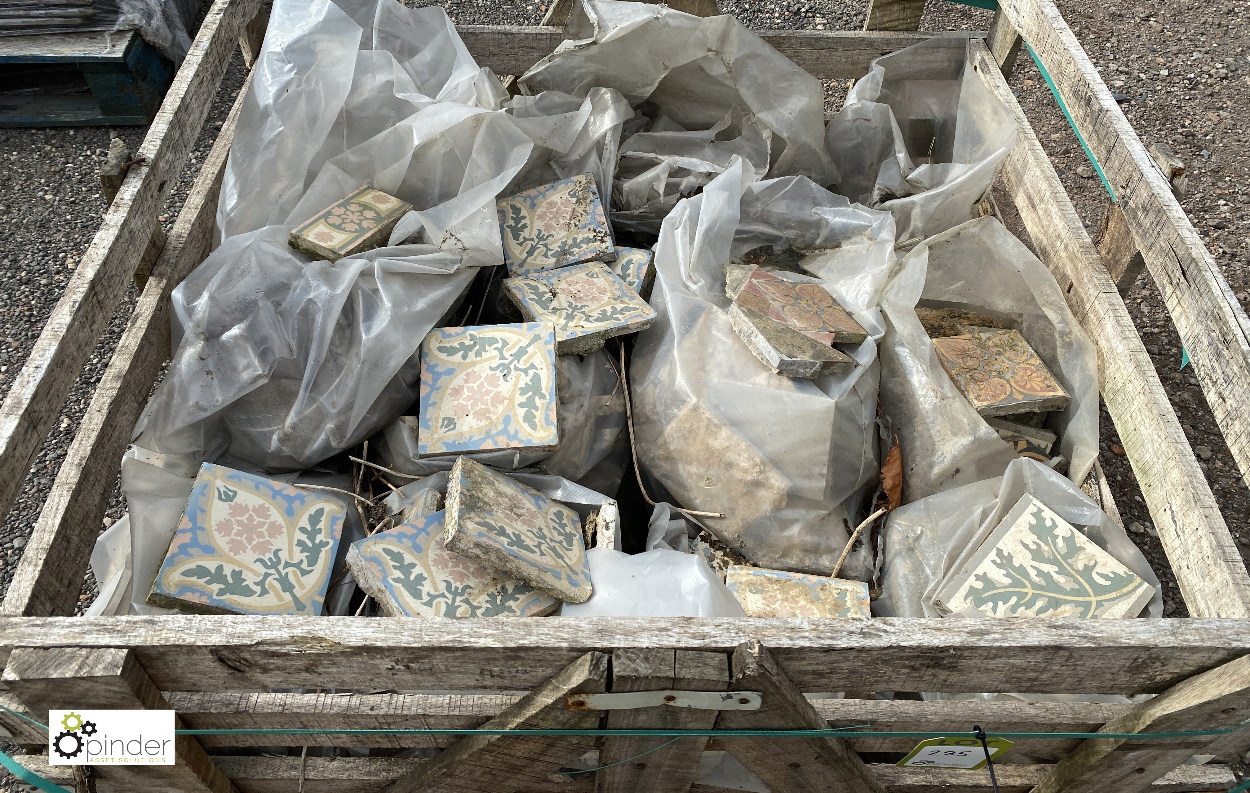 A quantity unrestored Encaustic French/English Floor Tiles, to crate