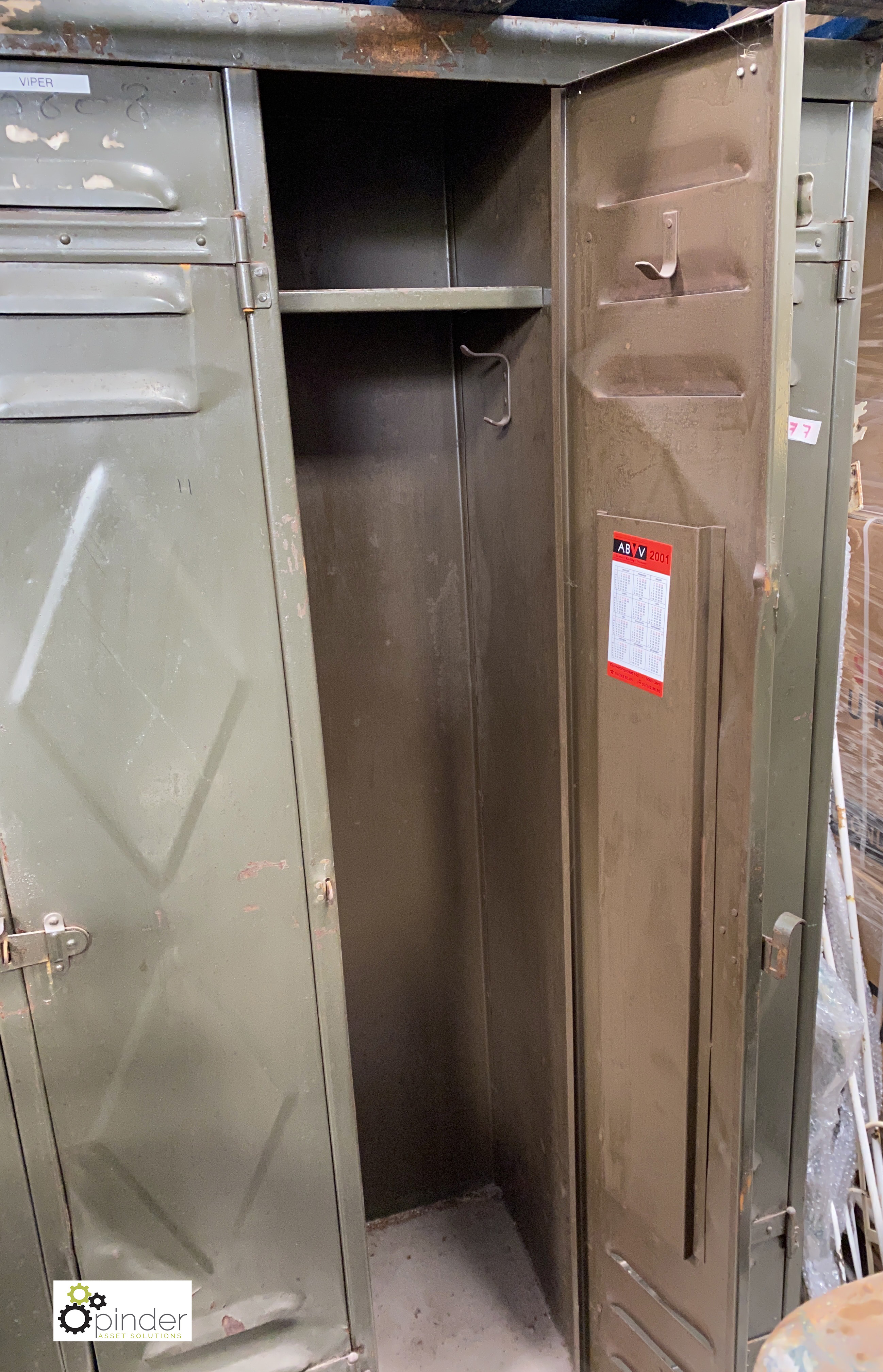 A 6-door US standard issue Navy/Airbase Locker, circa 1980s, 1760mm high x 1780mm wide x 400mm deep - Image 3 of 5