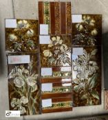 Set of Victorian hand painted enamelled Fireplace Tiles, circa 1880s, various sizes