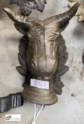 A cast iron wall mounted bulls head with horns Milking Bell, 280mm high x 170mm wide
